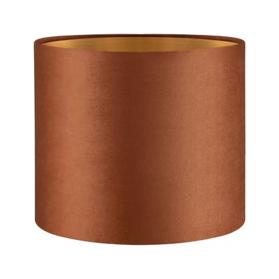 Fluweel - Velvet Lampenkap - Cilinder - Bruin + goud - Luxe stijl - ø20 x 17 cm - E27 fitting - voor tafellampen en Pendellamp - voor woonkamer en eetkamer