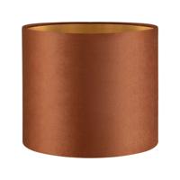 Fluweel - Velvet Lampenkap - Cilinder - Bruin + goud - Luxe stijl - ø20 x 17 cm - E27 fitting - voor tafellampen en Pendellamp - voor woonkamer en eetkamer - thumbnail