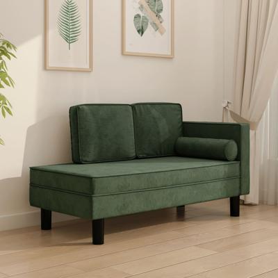 Chaise longue met kussens en bolster fluweel donkergroen