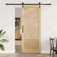 Schuifdeur met Hardware Set 83x211 cm Massief Vurenhout - thumbnail