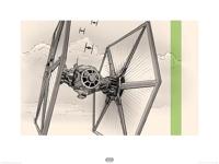 Kunstdruk Star Wars - Episode VII TIE Fighter Pencil Art 80x60cm - thumbnail