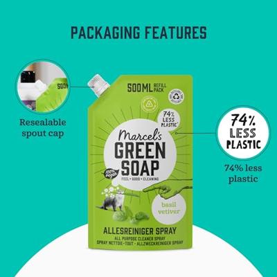 Marcel&apos;s Green Soap Refill - allesreiniger spray - basilicum & vetiver - 500ml - thumbnail