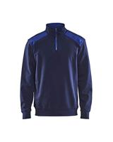 Blåkläder Sweatshirt bicolour met halve rits 33531158 | Marineblauw/Korenblauw | Maat S - 7330509456057 - thumbnail