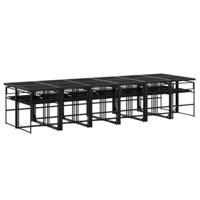 13-delige Tuinset met kussens poly rattan zwart - thumbnail