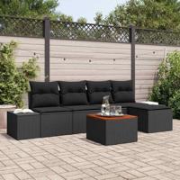 Tuinbankenset met opslag 6 pcs Zwart poly rattan - thumbnail