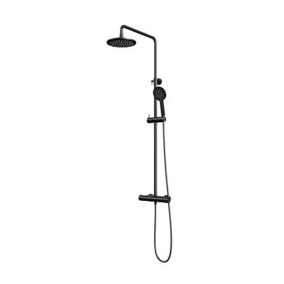 Opbouw thermostatische regendouche SET 02 - 20 cm douchekop - 3-standen handdouche - doucheslang mat zwart - thumbnail