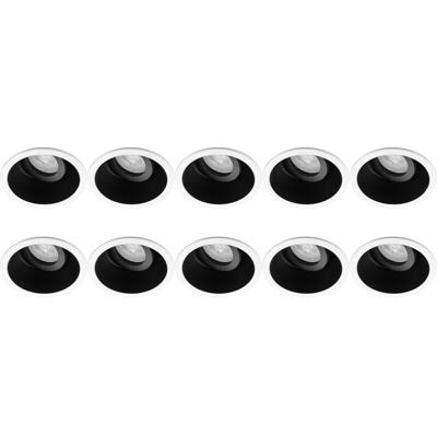 GU10 Inbouwspots 10-Pack - Kantelbaar Rond Aluminium - Zwart/Wit Ø93mm
