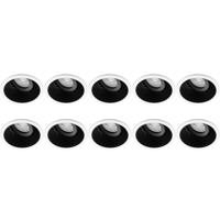 GU10 Inbouwspots 10-Pack - Kantelbaar Rond Aluminium - Zwart/Wit Ø93mm - thumbnail