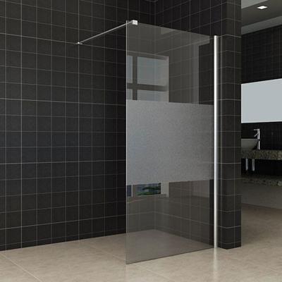 Wiesbaden Comfort inloopdouche 900 x 2000 x 10 mm nano helder glas met melkglas middenband/chroom 20.4207