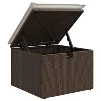 Tuinkruk met kussen 55x55x37 cm poly rattan bruin - thumbnail
