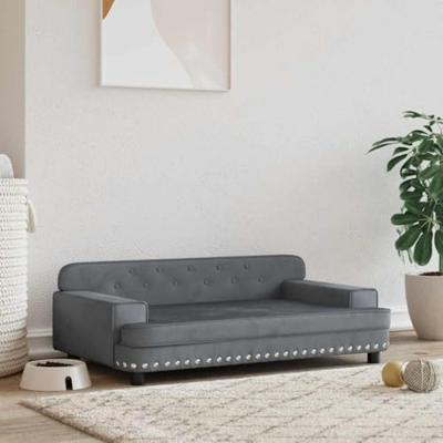 VidaXL Hondenmand 90x53x30 cm fluweel donkergrijs