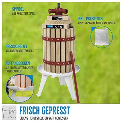 Güde fruitpers, 6, 12, 18 of 30 liter, mechanisch, met stalen spindel (OP 6 L) Güde fruitpers, 6, 12, 18 of 30 liter, mechanisch, met stalen spindel (OP 6 L)