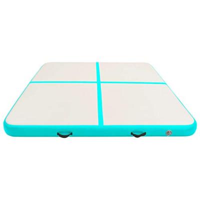 Gymnastiekmat met pomp opblaasbaar 200x200x10 cm PVC groen - thumbnail