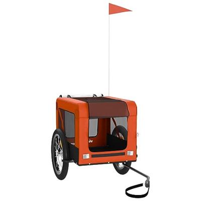 Hondenfietstrailer oxford stof en ijzer oranje en zwart - thumbnail