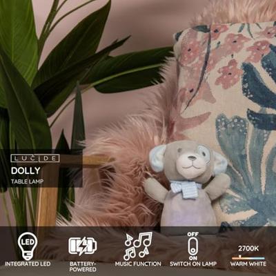 Lucide DOLLY - Nachtlamp Kinderkamer - Batterijen - LED - 1x3W 2700K - Met muziekfunctie - Grijs Lucide DOLLY - Nachtlamp Kinderkamer - Batterijen - LED - 1x3W 2700K - Met muziekfunctie - Grijs