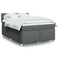 Boxspring met matras stof donkergrijs 140x190 cm - thumbnail