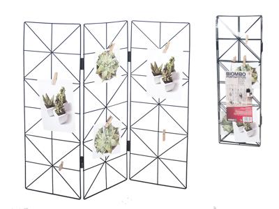 Moderne industriële Foto Rek Staand met knijpers 50x50cm - Inklapbaar - Multi-foto rek - Decoratie - Woonaccessoires - Zwart