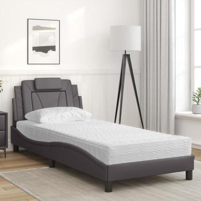 Bed met matras kunstleer grijs 100x200 cm