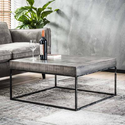 Salontafel 'Iwan' Mangohout, 80 x 80cm, kleur Grijs Antiek