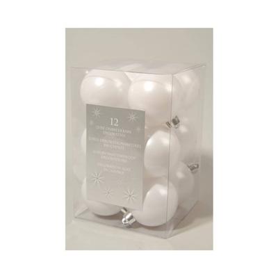 12 onbreekbare kerstballen winterwit 6 cm