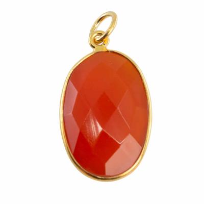 Edelsteen Hanger Ovaal Motivatie - Carneool - 925 Zilver & Verguld (20 mm) Edelsteen Hanger Ovaal Motivatie - Carneool - 925 Zilver & Verguld (20 mm)