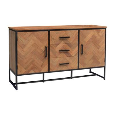 Livingfurn Dressoir 'Accent' Visgraat Teak en staal, 145cm Livingfurn Dressoir 'Accent' Visgraat Teak en staal, 145cm
