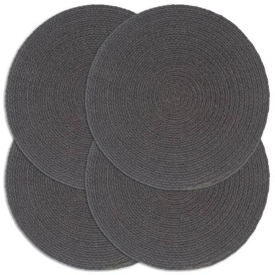 VidaXL Placemats 4 st rond 38 cm katoen effen donkergrijs VidaXL Placemats 4 st rond 38 cm katoen effen donkergrijs