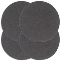 VidaXL Placemats 4 st rond 38 cm katoen effen donkergrijs - thumbnail
