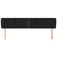 Hoofdbord met randen 163x23x78/88 cm fluweel zwart - thumbnail