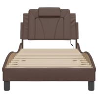 Bedframe "Viana" met LED zonder matras kunstleer bruin 90x190 cm - thumbnail