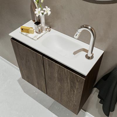 MONDIAZ TURE 60cm toiletmeubel dark brown. EDEN wastafel talc rechts 1 kraangat