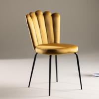 Nohr Eetkamerstoel 'Kyrstle' Velvet, kleur Geel - thumbnail