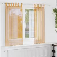 VidaXL Gordijnen voile met lussen 2 st 140x140 cm oranje - thumbnail
