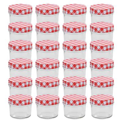 VidaXL Jampotten met wit met rode deksels 24 st 110 ml glas VidaXL Jampotten met wit met rode deksels 24 st 110 ml glas