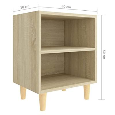 VidaXL Nachtkastje met houten poten 40x30x50 cm sonoma eikenkleurig VidaXL Nachtkastje met houten poten 40x30x50 cm sonoma eikenkleurig