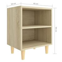 VidaXL Nachtkastje met houten poten 40x30x50 cm sonoma eikenkleurig - thumbnail
