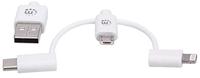 Manhattan 353434 3-in-1 oplaadkabel: Lightning/Micro USB/USB Type C USB Type C USB Type A stekker naar Lightning, USB Micro-B en USB Type C stekker 1 m wit - thumbnail