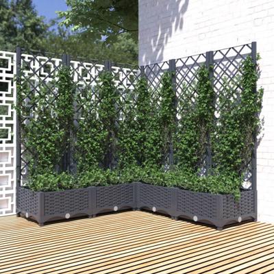Plantenbak met latwerk 120x120x121,5 cm polypropeen donkergrijs Plantenbak met latwerk 120x120x121,5 cm polypropeen donkergrijs