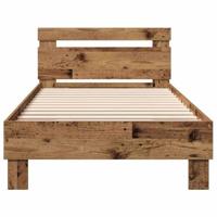Bedframe met hoofdeinde Oud Hout 90 x 200 cm Bewerkt hout - thumbnail