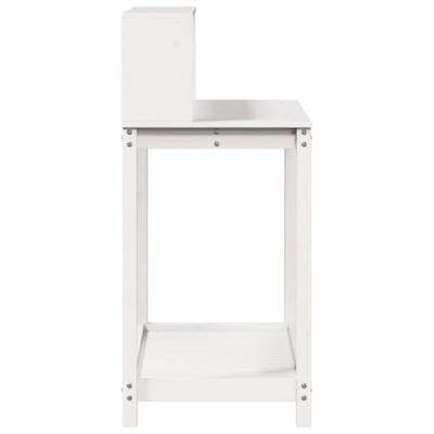 Oppottafel met schappen 108x50x109,5 cm massief grenenhout wit - thumbnail