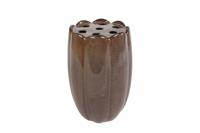 Vaas Roos L bruin aardew 13x13x20cm - thumbnail