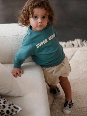 Gepersonaliseerd baby-sweatshirt met druk op de rug smaragdgroen Gepersonaliseerd baby-sweatshirt met druk op de rug smaragdgroen