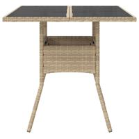 Tuintafel met glazen blad 80x80x75 cm poly rattan beige - thumbnail