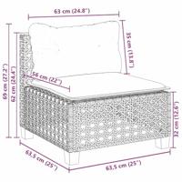5-delige Loungeset met kussens poly rattan beige - thumbnail