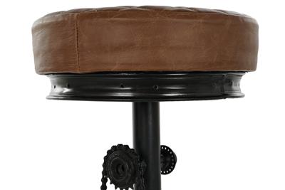 Kruk DKD Home Decor Zwart Leer Metaal Lichtbruin (44 x 38 x 82 cm)