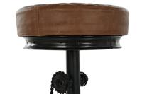 Kruk DKD Home Decor Zwart Leer Metaal Lichtbruin (44 x 38 x 82 cm) - thumbnail