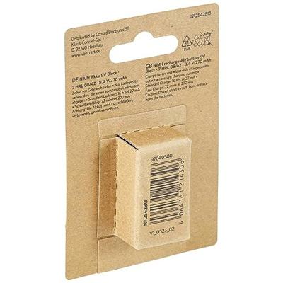 VOLTCRAFT Oplaadbare 9V batterij (blok) Endurance 6LR61 NiMH 8.4 V 270 mAh 1 stuk(s) VOLTCRAFT Oplaadbare 9V batterij (blok) Endurance 6LR61 NiMH 8.4 V 270 mAh 1 stuk(s)