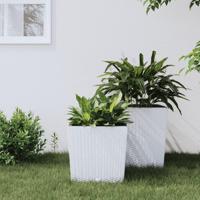 VidaXL Plantenbak met uitneembare bak rattan-look 21/32 l pp wit - thumbnail