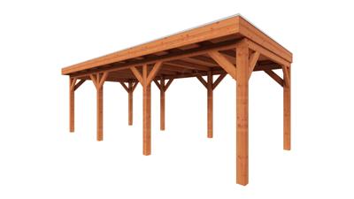 Trendhout Overkapping Refter XL 735x340 cm- Plat dak- Onbehandeld lariks Douglas hout- Trendhout