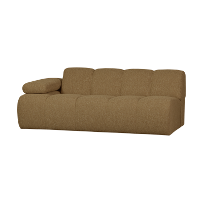 Woood Mojo 2-zits bank arm links bouclé Geel/Bruin Melange